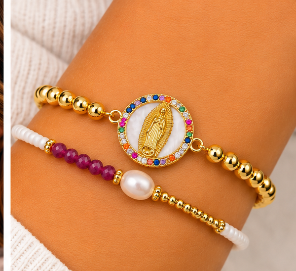 Virgin Mary Bracelet Set – 18K Gold Plated