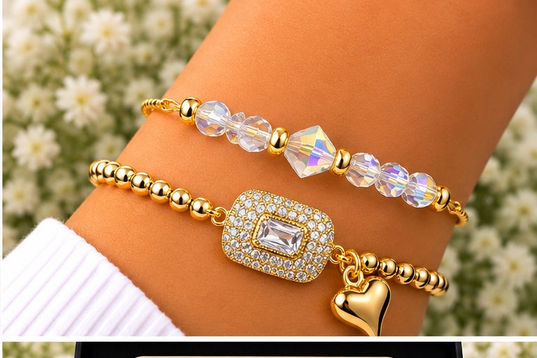 White Rectangular Cubic- 18K Gold Plated