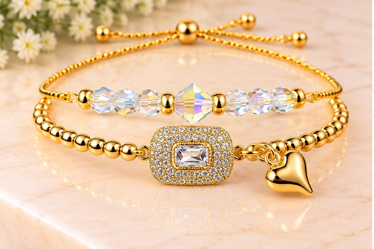 White Rectangular Cubic- 18K Gold Plated