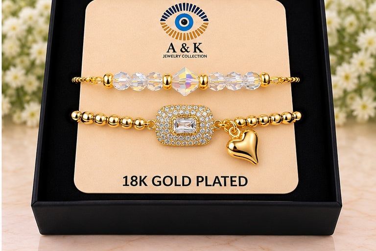 White Rectangular Cubic- 18K Gold Plated
