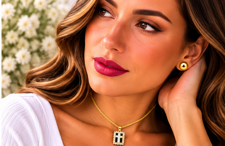 Zirconia Cross Necklace Set