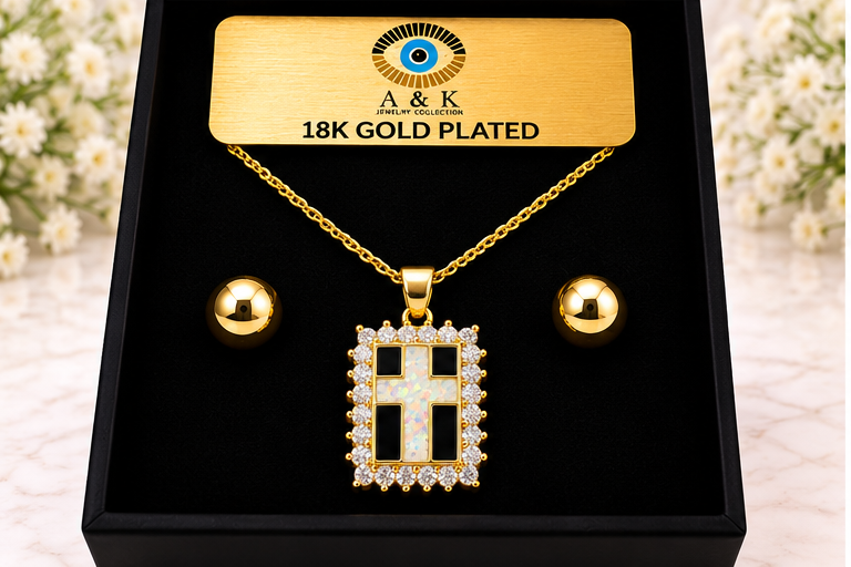 Zirconia Cross Necklace Set