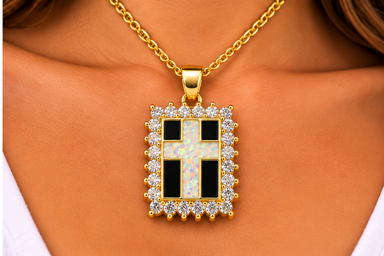 Zirconia Cross Necklace Set