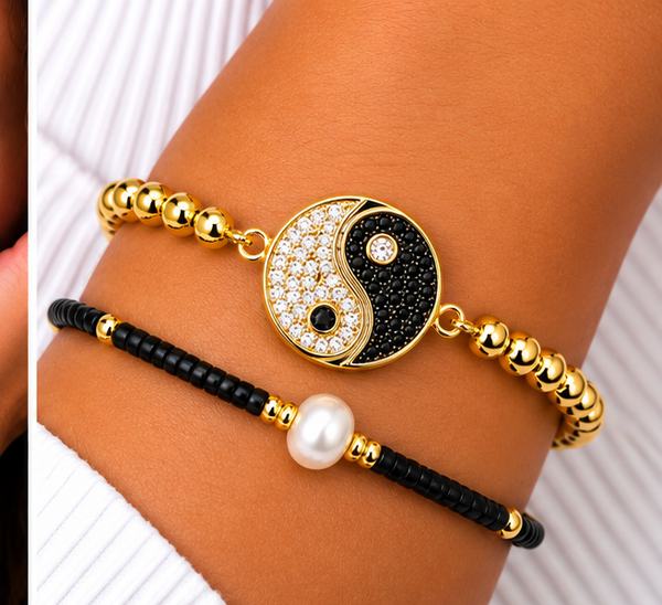 Yin Yang Bracelet Set – 18K Gold Plated